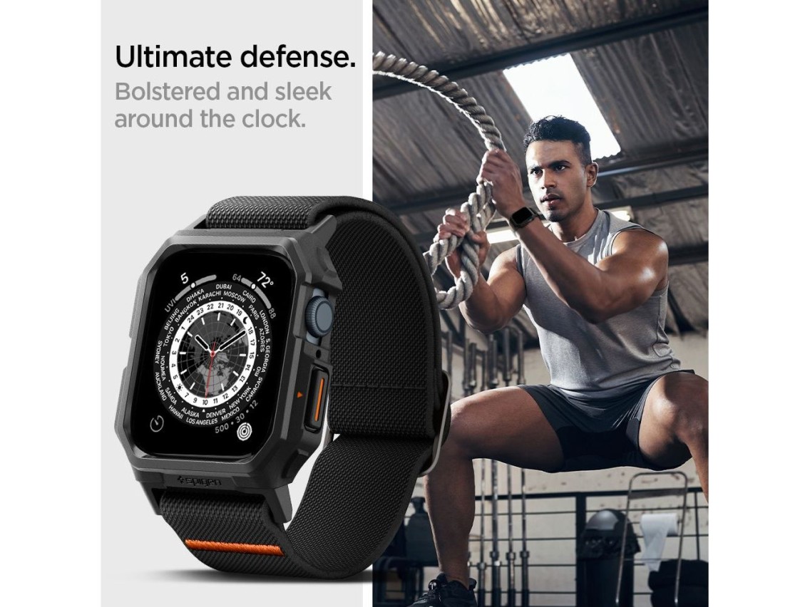 Funda Spigen Lite Fit Pro con correa para Apple Watch 4 / 5 / 6 / 7 / 8 / 9 / SE (44 / 45 mm) - Negr