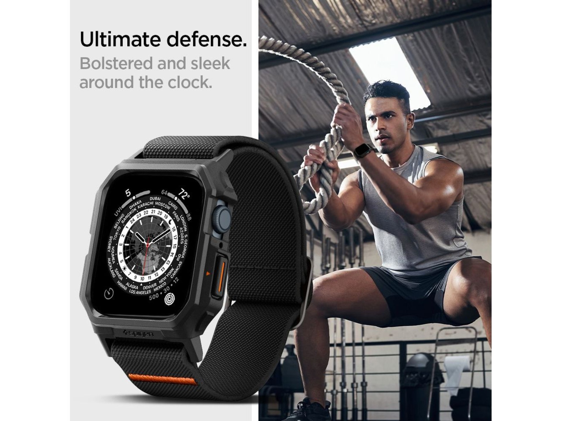 Funda Spigen Lite Fit Pro con correa para Apple Watch 4 / 5 / 6 / 7 / 8 / 9 / SE (44 / 45 mm) - Negr