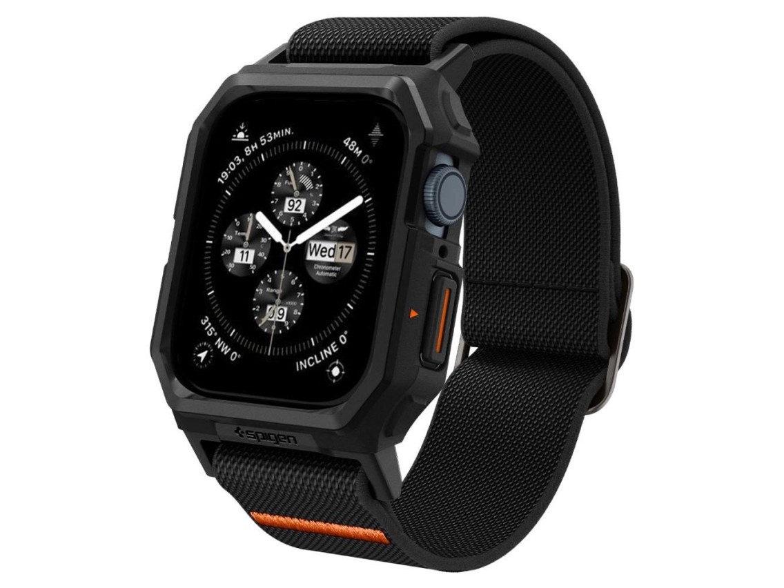 Funda Spigen Lite Fit Pro con correa para Apple Watch 4 / 5 / 6 / 7 / 8 / 9 / SE (44 / 45 mm) - Negr