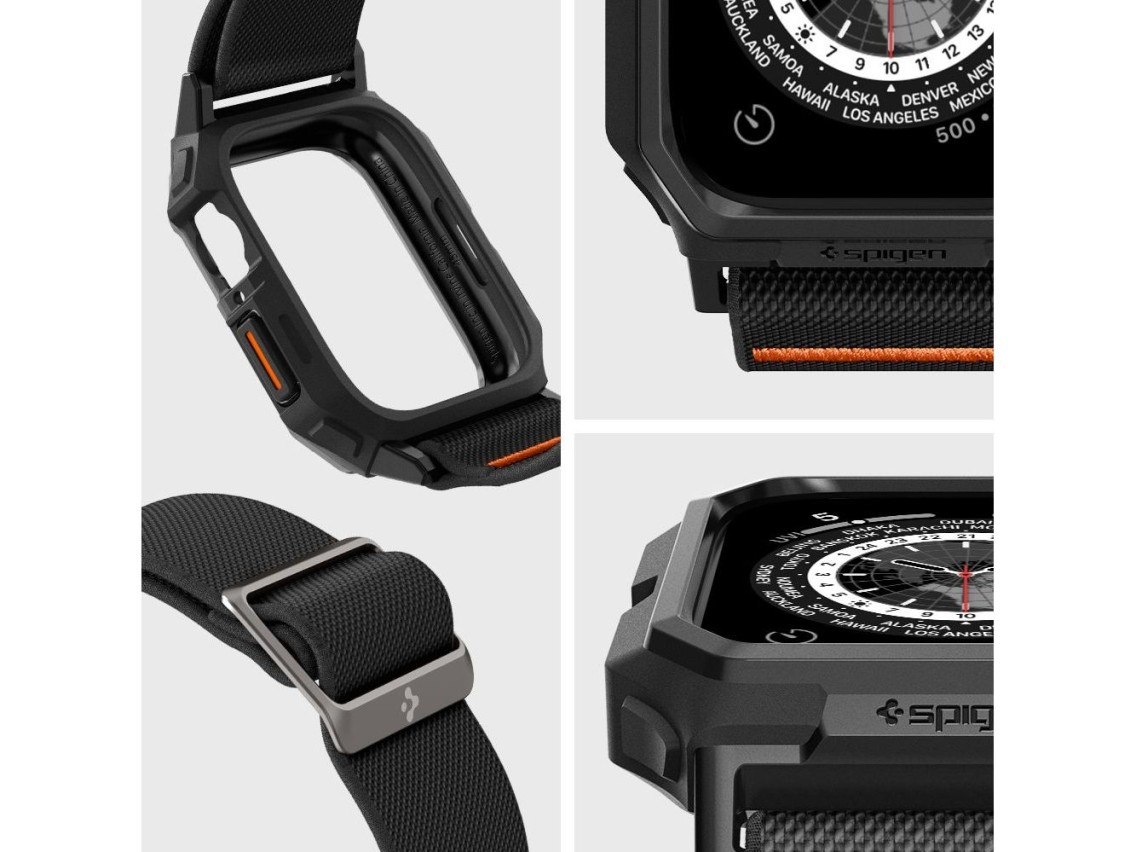 Funda Spigen Lite Fit Pro con correa para Apple Watch 4 / 5 / 6 / 7 / 8 / 9 / SE (44 / 45 mm) - Negr