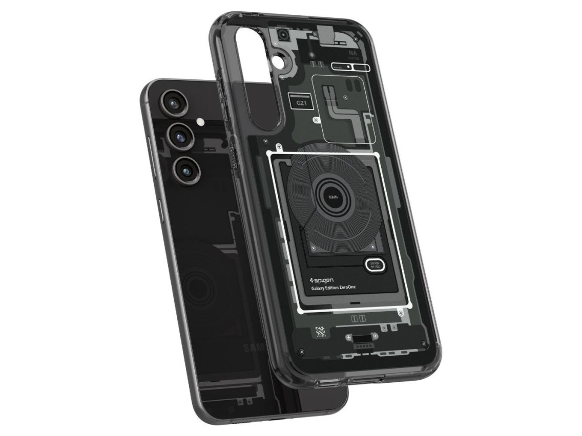 Capa Spigen Ultra Hybrid para Samsung Galaxy S23 FE - Cinza Escuro (Estampa Zero One)
