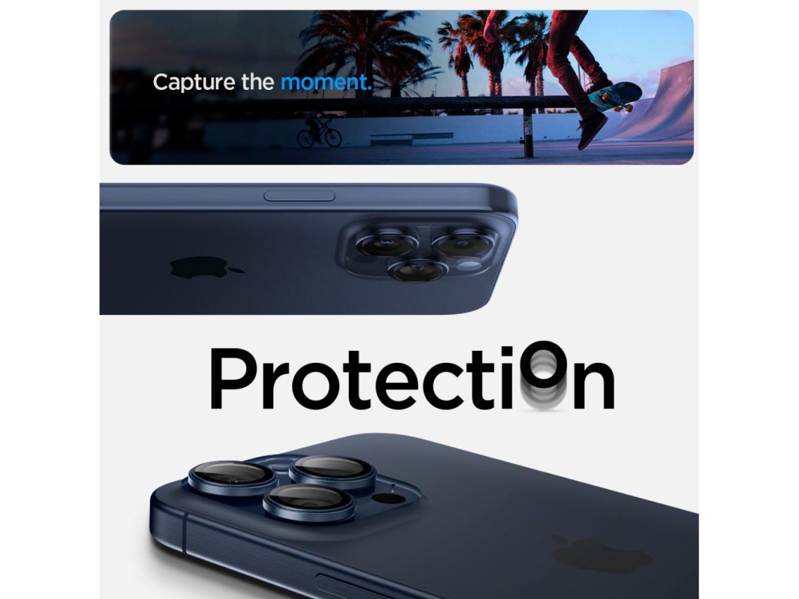 Protector de cámara Spigen Optik.tR EZ Fit para iPhone 14 Pro / Pro Max / 15 Pro / Pro Max - Azul ti