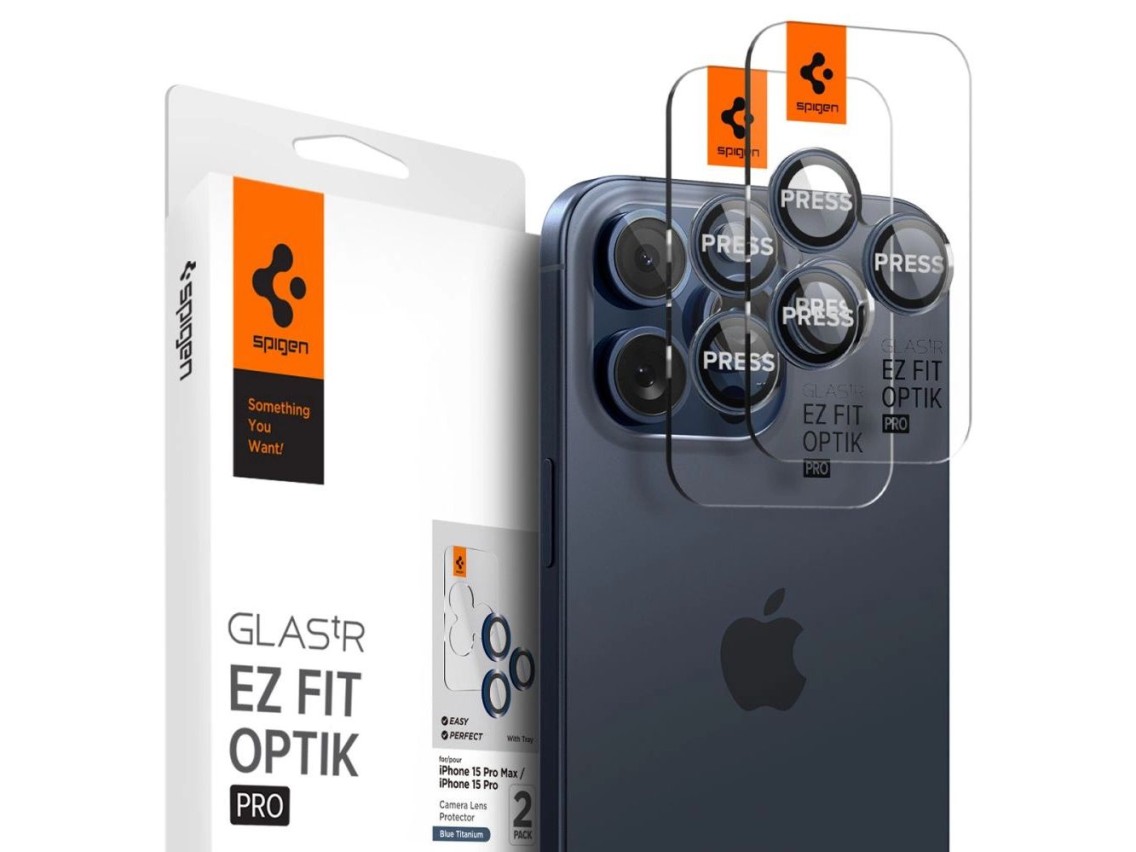 Protector de cámara Spigen Optik.tR EZ Fit para iPhone 14 Pro / Pro Max / 15 Pro / Pro Max - Azul ti