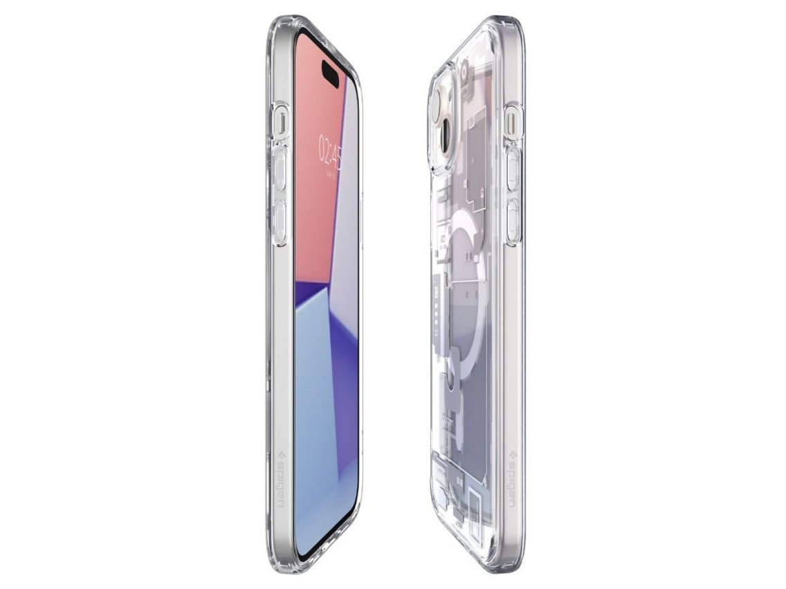 Capa Spigen Ultra Hybrid Mag com MagSafe para iPhone 15 Plus - Branca (Estampa Zero One)