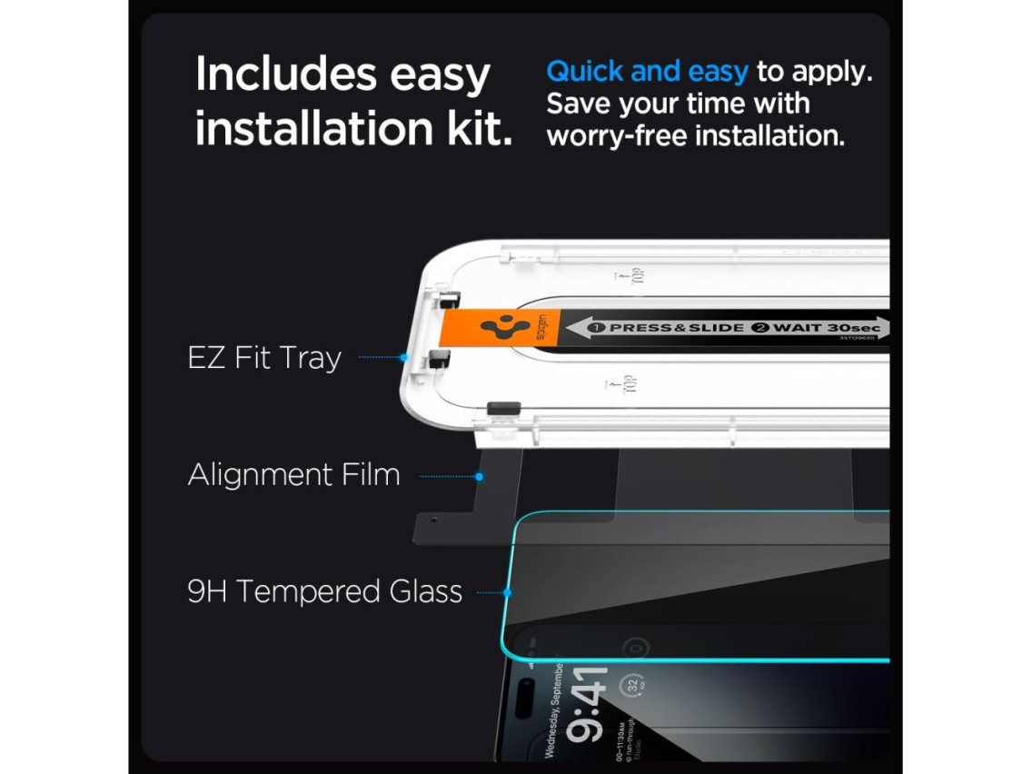 Spigen Glas.tR EZ Fit Privacy Tempered Glass for iPhone 15 Plus