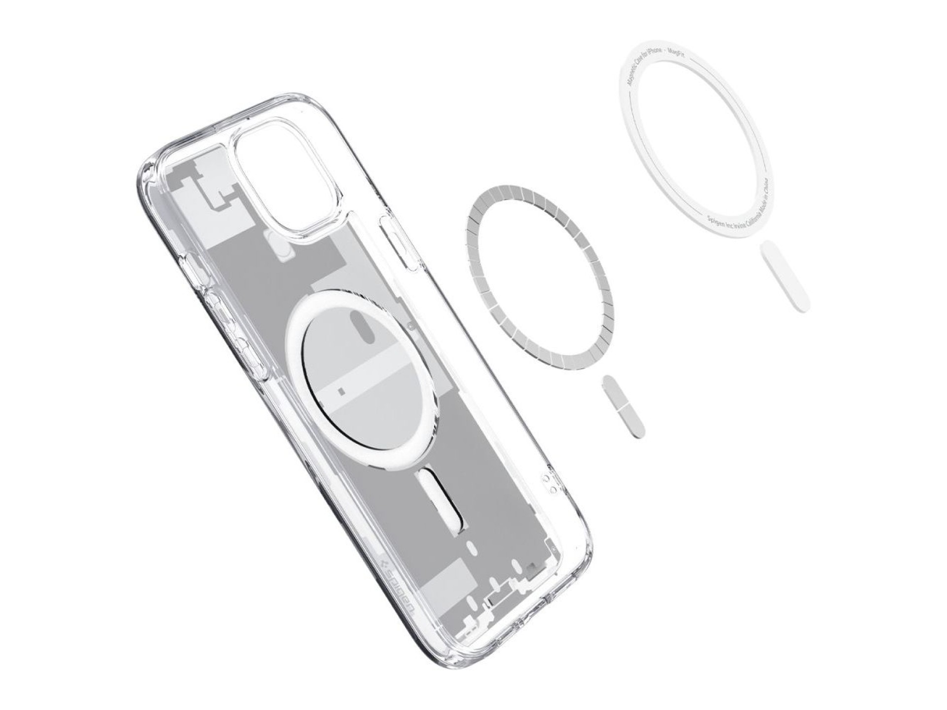 Capa Spigen Ultra Hybrid Mag com MagSafe para iPhone 15 Plus - Branca (Estampa Zero One)