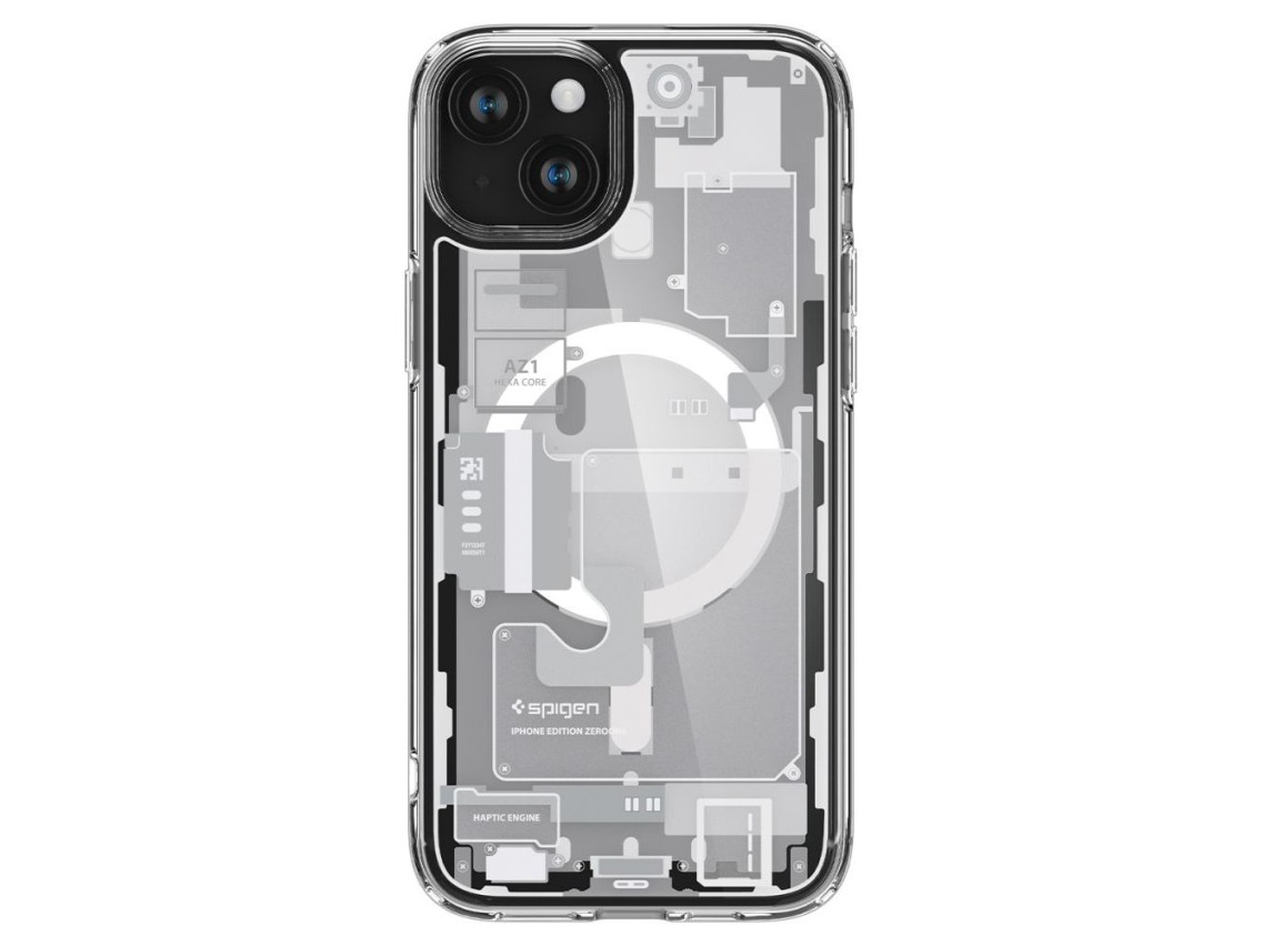 Capa Spigen Ultra Hybrid Mag com MagSafe para iPhone 15 Plus - Branca (Estampa Zero One)
