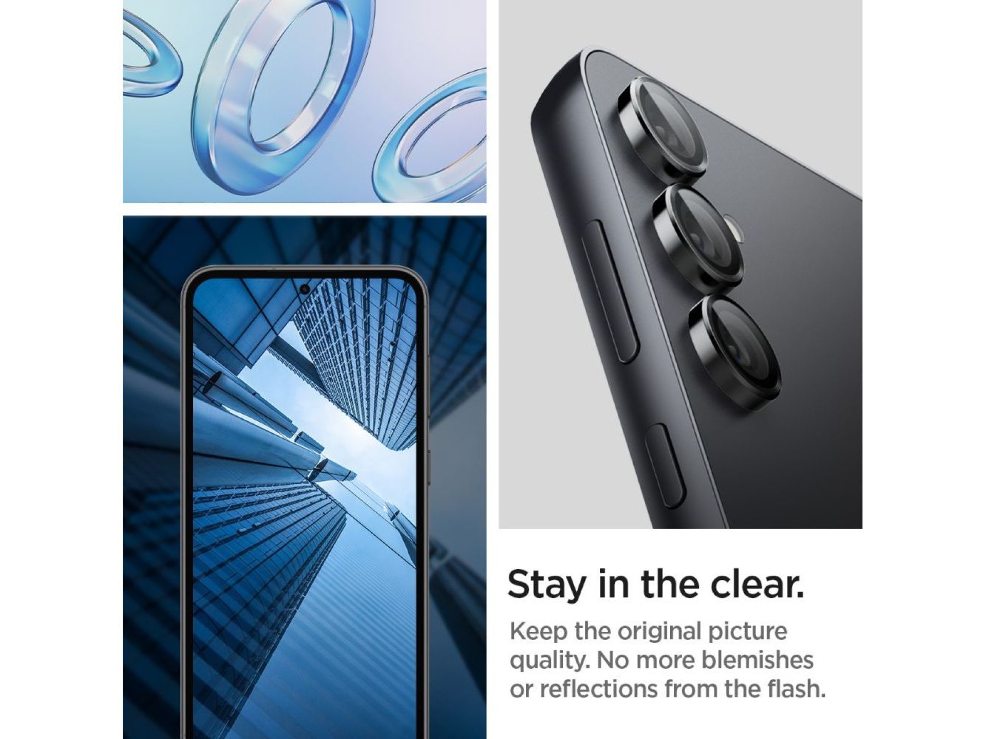 Protector de cámara Spigen Glas.tR EZ Fit Optik para Samsung Galaxy S23 FE - Negro, 2 unidades.