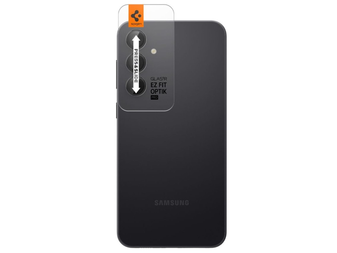 Protector de cámara Spigen Glas.tR EZ Fit Optik para Samsung Galaxy S23 FE - Negro, 2 unidades.