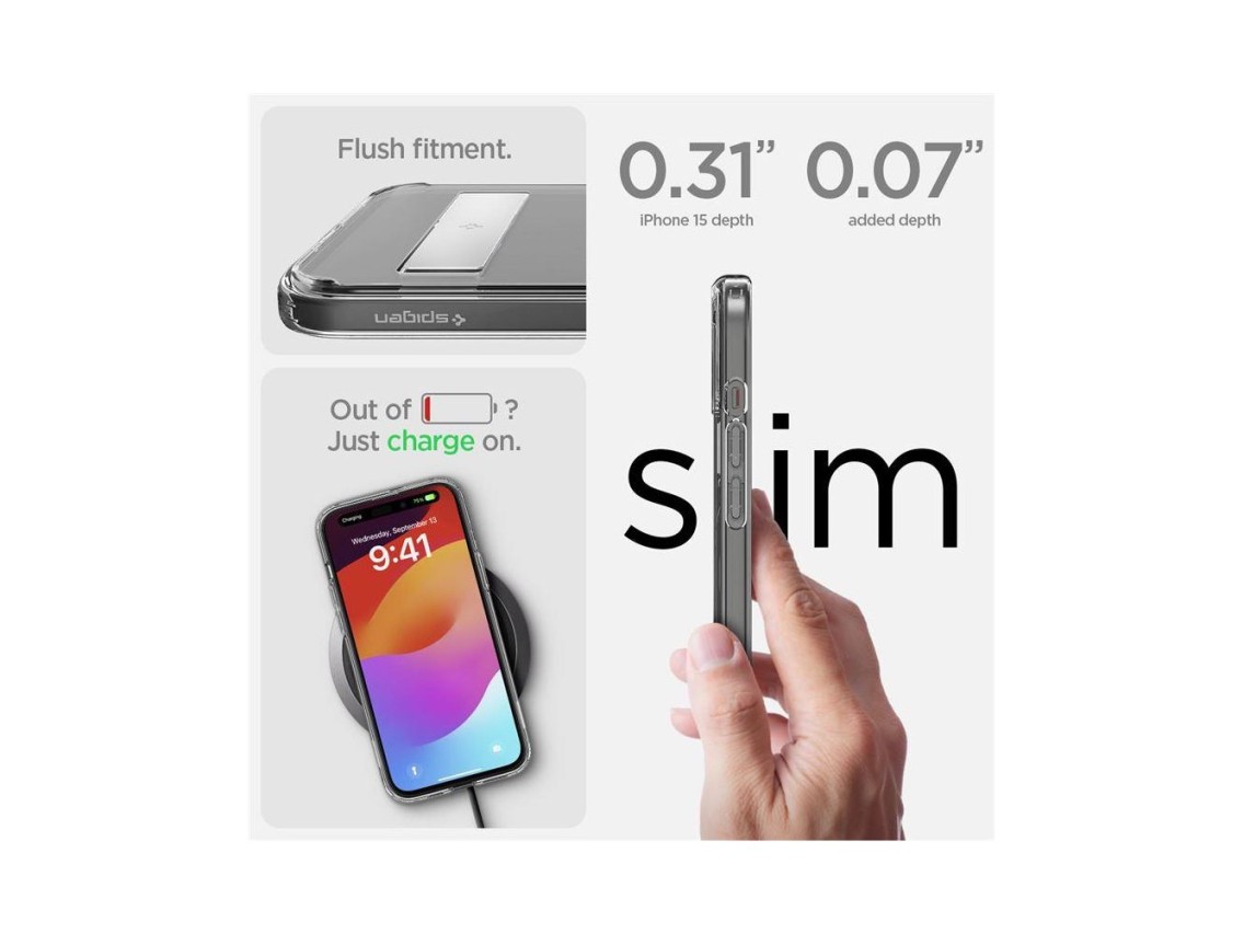Capa Spigen Ultra Hybrid S MagSafe com suporte para iPhone 15 - Preta