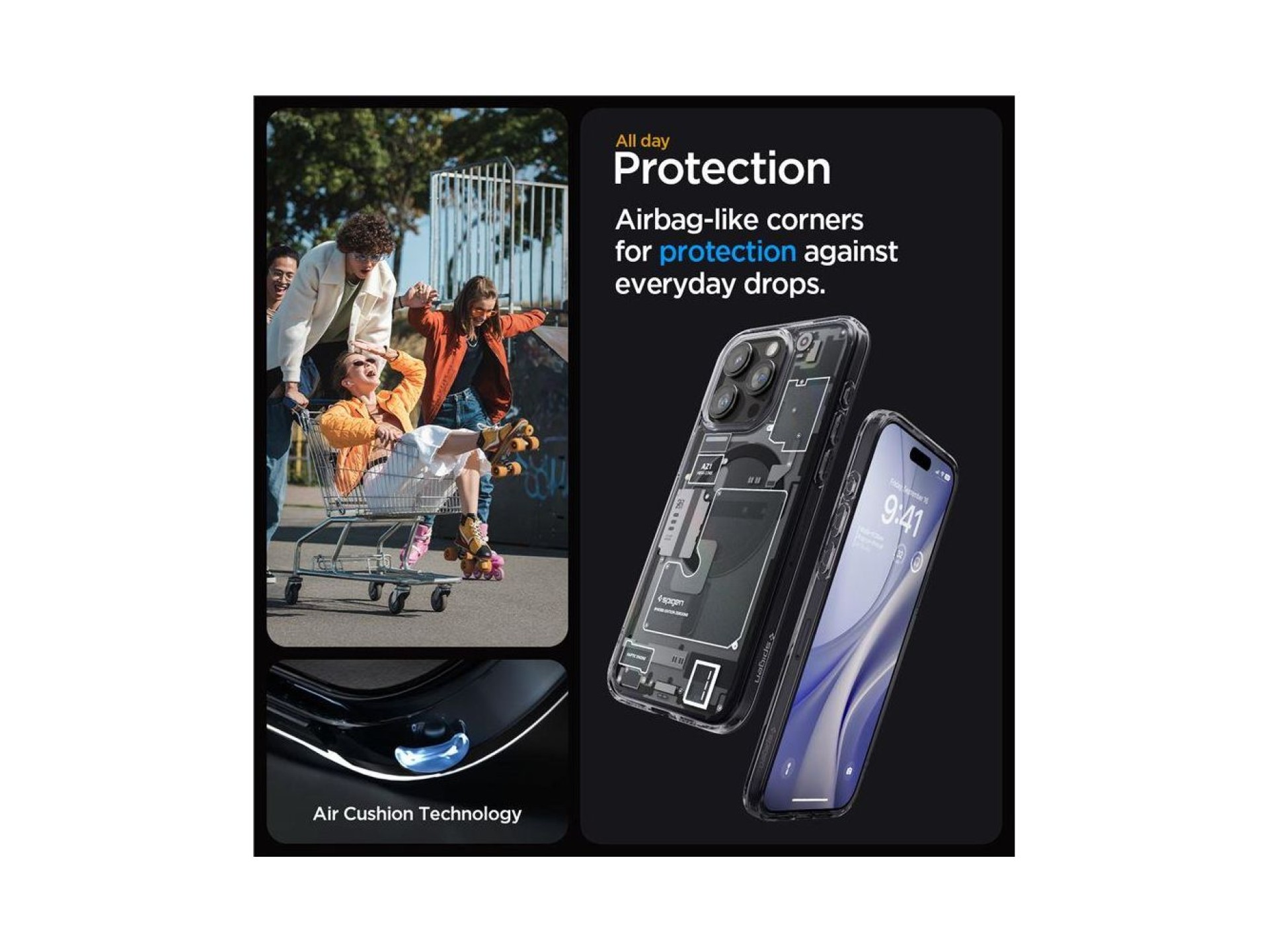 Capa Spigen Ultra Hybrid Mag com MagSafe para iPhone 15 Pro - Cinza Escuro (Padrão Zero One)