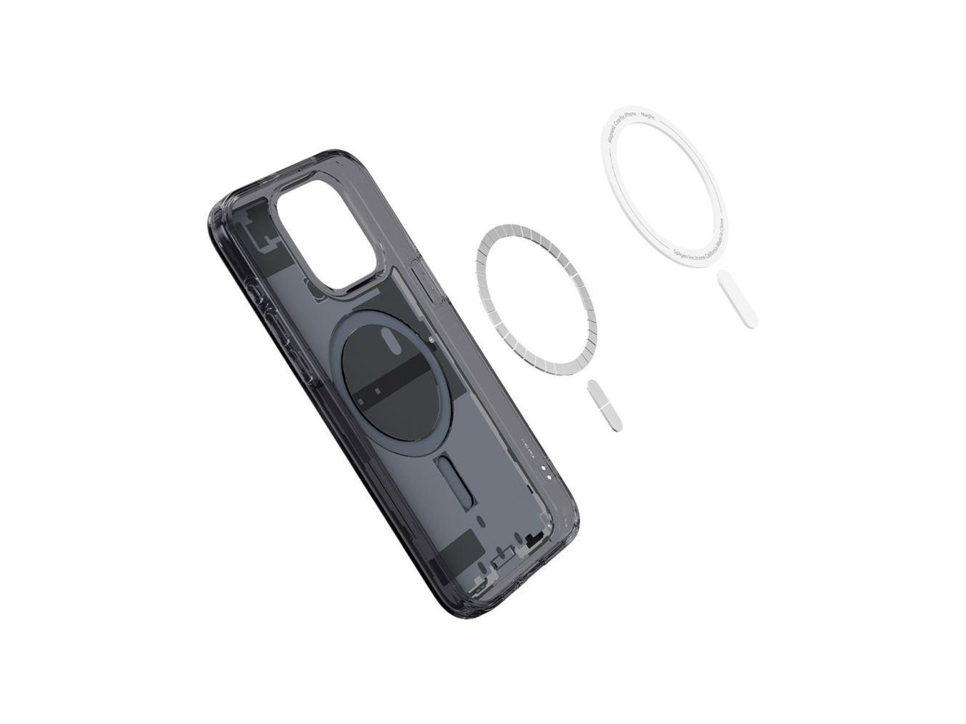 Capa Spigen Ultra Hybrid Mag com MagSafe para iPhone 15 Pro - Cinza Escuro (Padrão Zero One)