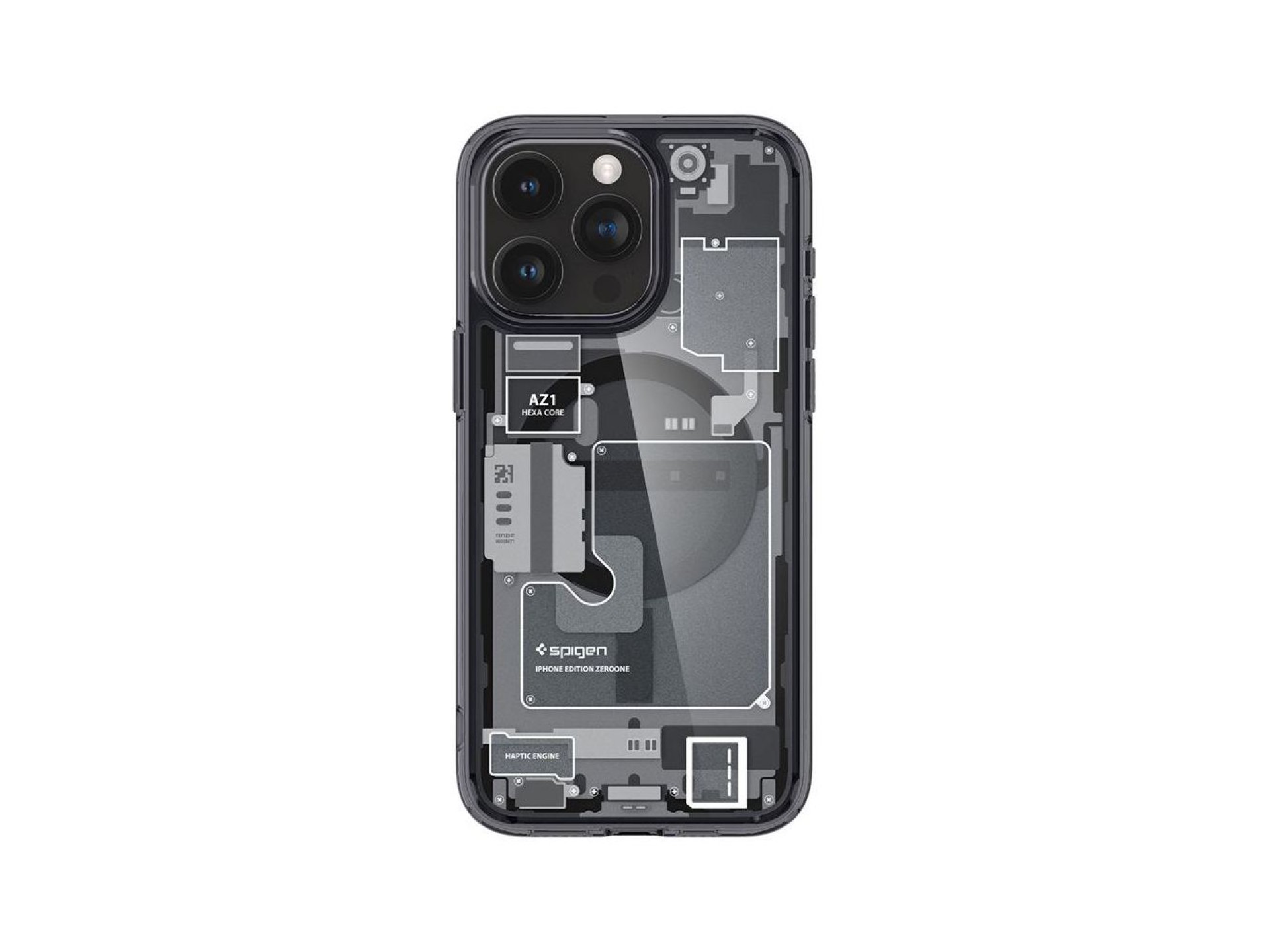 Capa Spigen Ultra Hybrid Mag com MagSafe para iPhone 15 Pro - Cinza Escuro (Padrão Zero One)