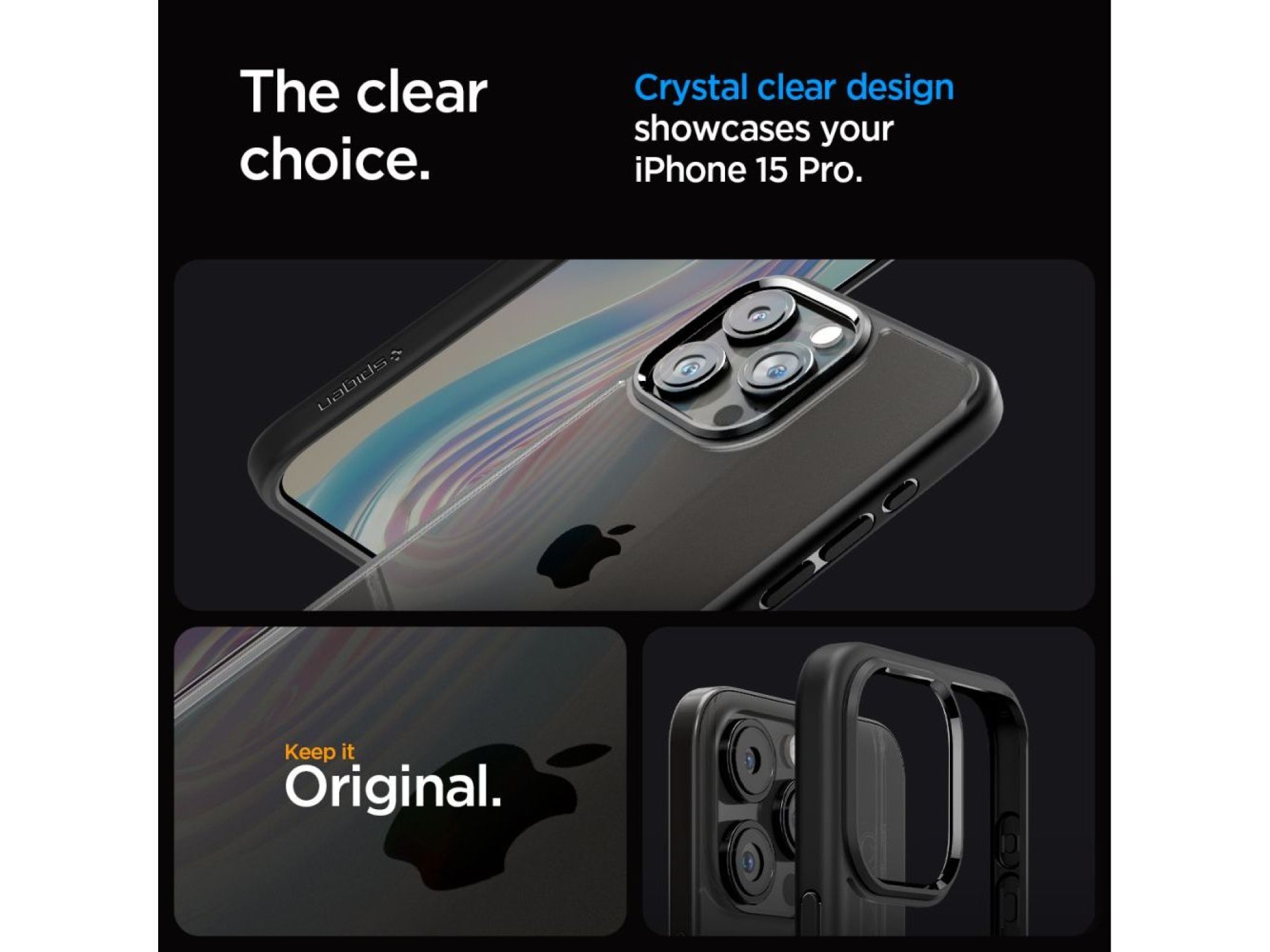 Spigen Ultra Hybrid iPhone 15 Pro Case - Matte Black