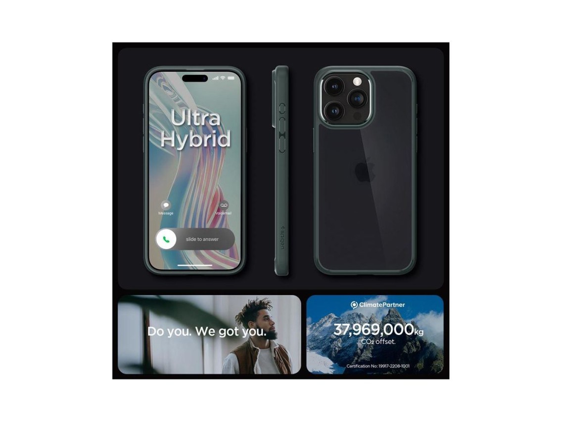 Capa Spigen Ultra Hybrid para iPhone 15 Pro - Verde Escuro