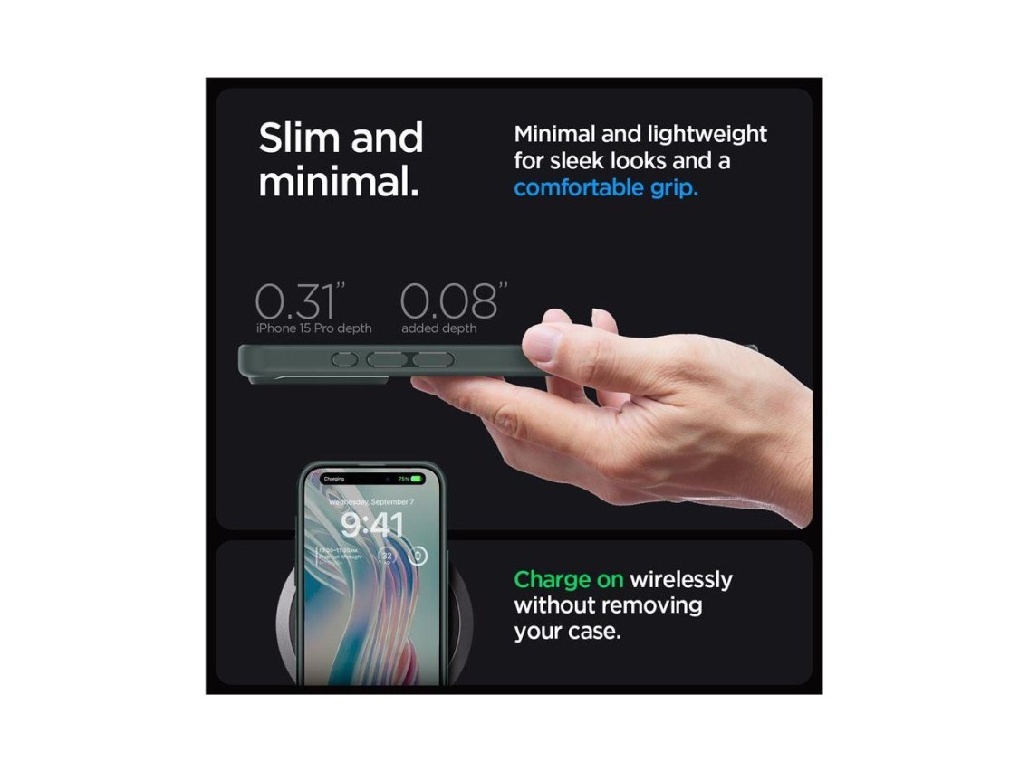 Capa Spigen Ultra Hybrid para iPhone 15 Pro - Verde Escuro