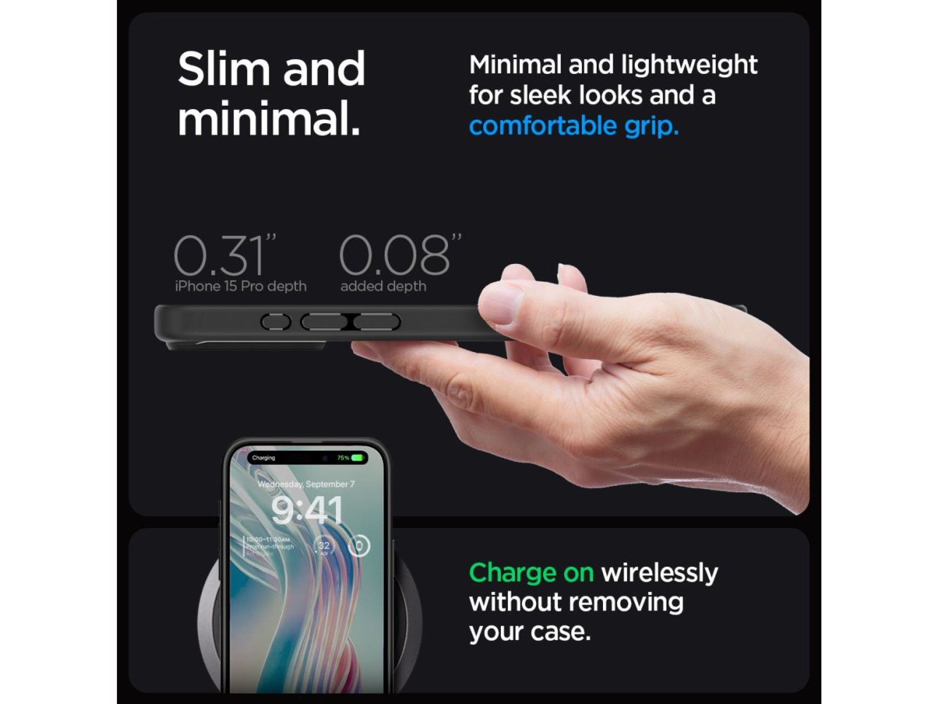 Funda Spigen Ultra Hybrid para iPhone 15 Pro - Transparente negra