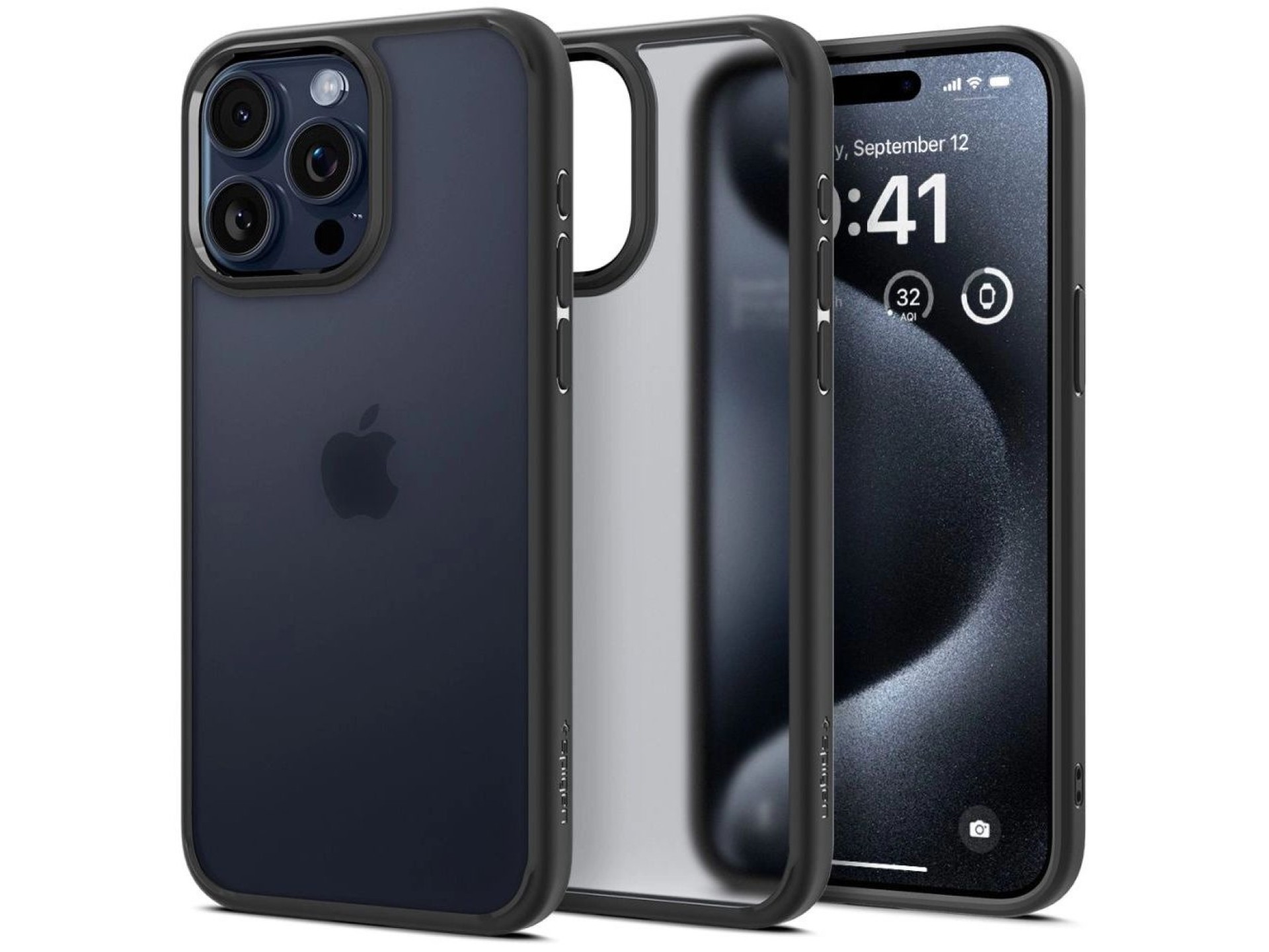 Funda Spigen Ultra Hybrid para iPhone 15 Pro - Transparente negra