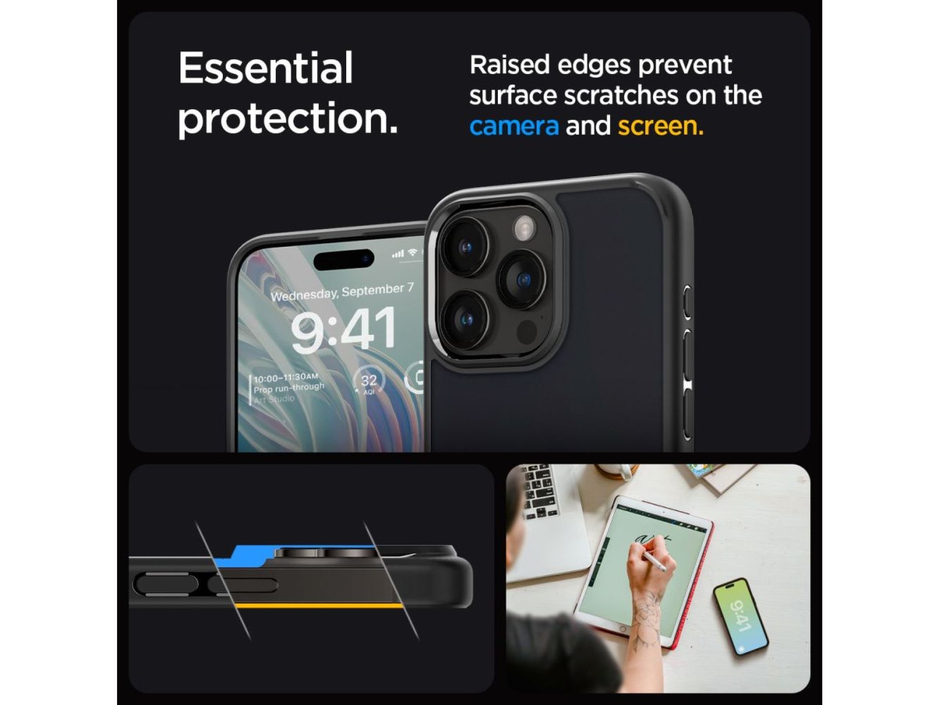 Funda Spigen Ultra Hybrid para iPhone 15 Pro - Transparente negra