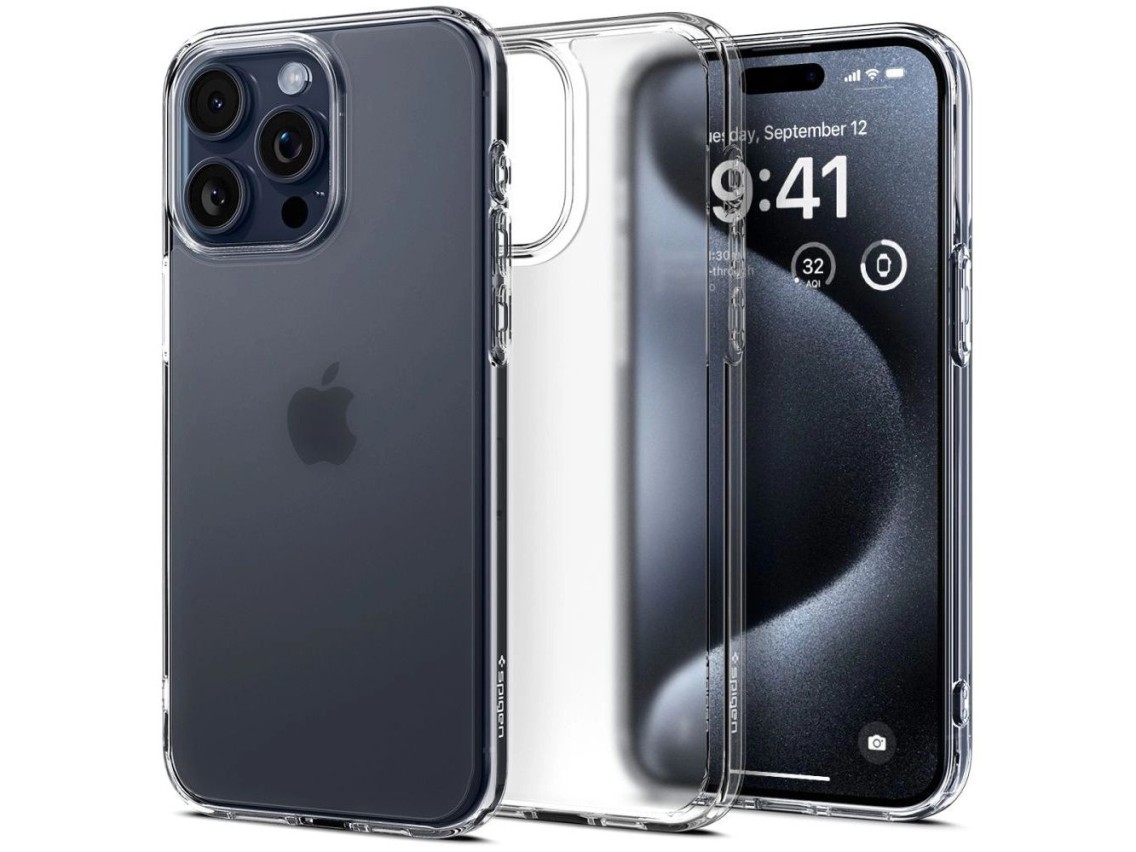 Capa Spigen Ultra Hybrid para iPhone 15 Pro - Transparente Fosca