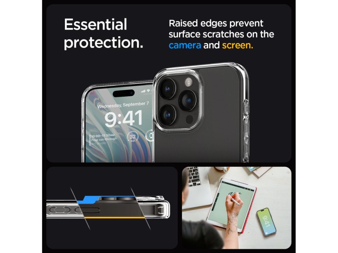 Capa Spigen Ultra Hybrid para iPhone 15 Pro - Transparente Fosca