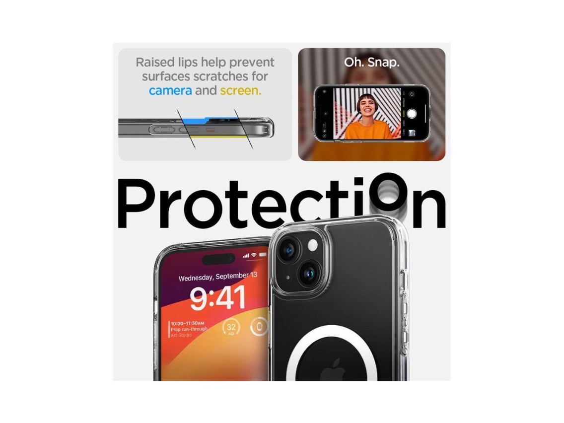Funda Spigen Ultra Hybrid S MagSafe, transparente - iPhone 15 Plus