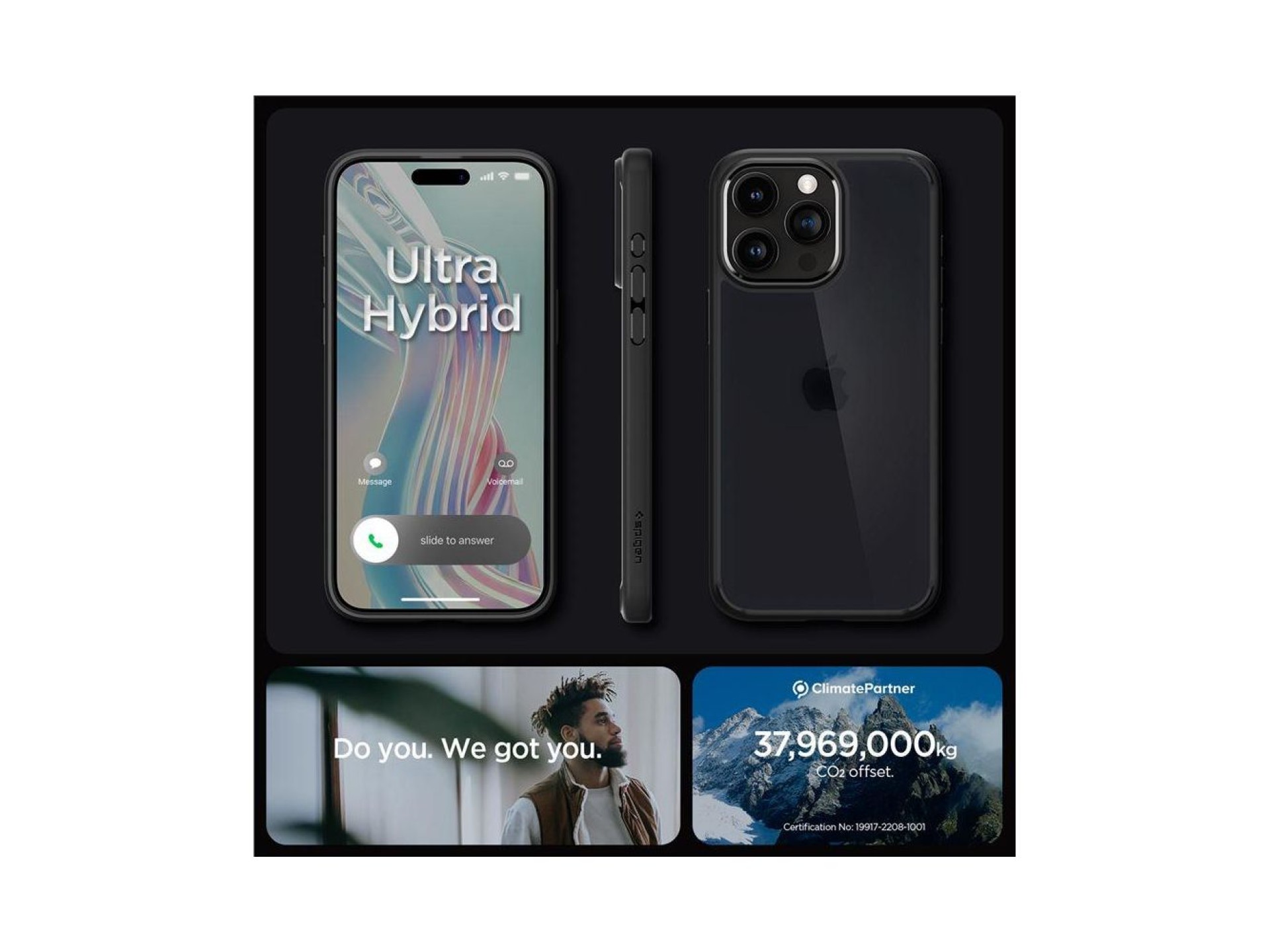 Funda Spigen Ultra Hybrid para iPhone 15 Pro Max - Transparente negra