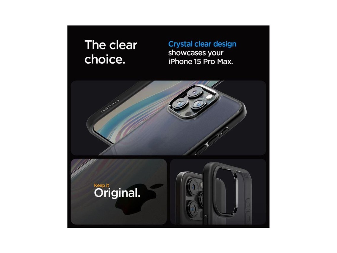 Funda Spigen Ultra Hybrid para iPhone 15 Pro Max - Transparente negra