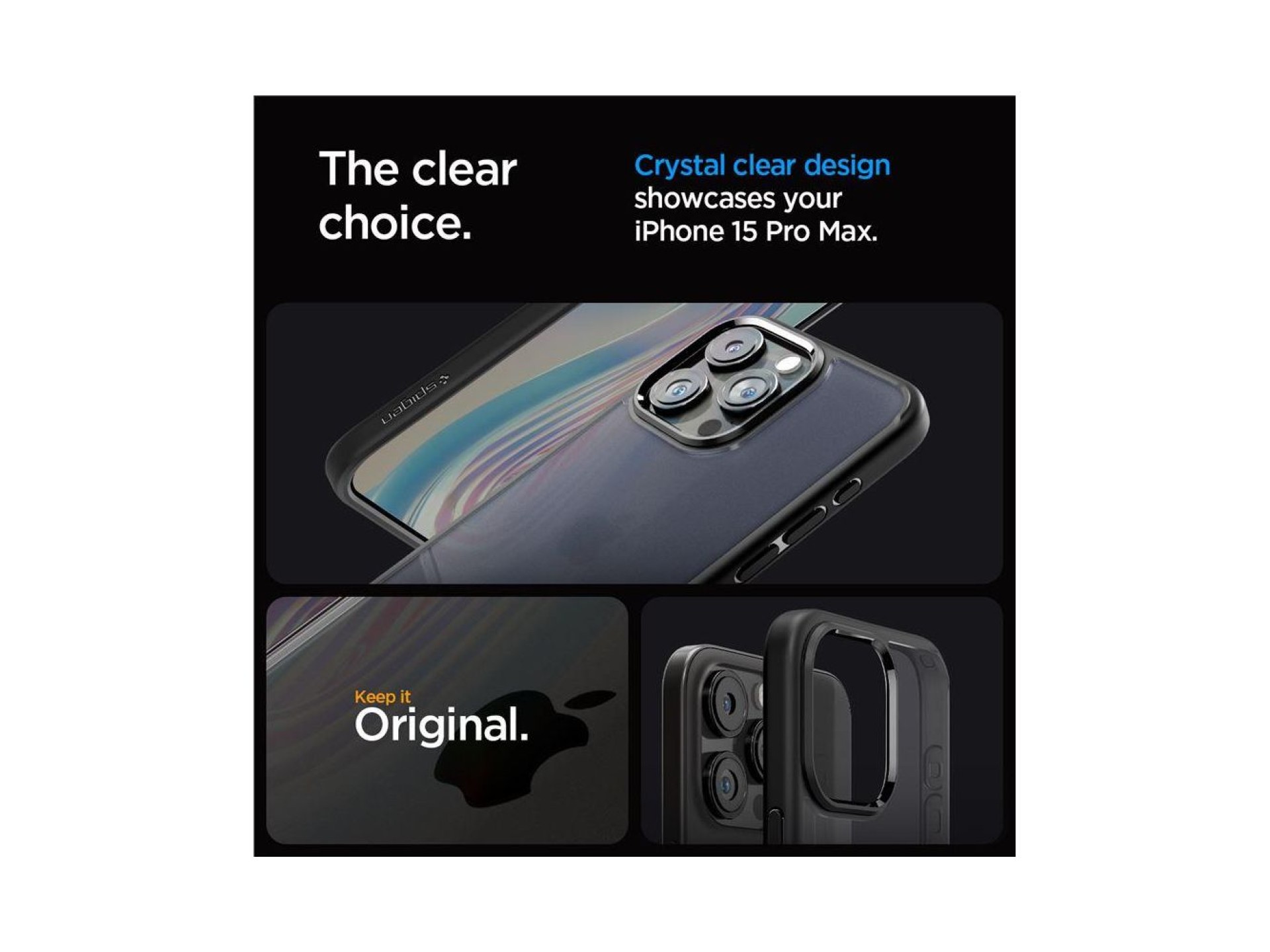 Funda Spigen Ultra Hybrid para iPhone 15 Pro Max - Transparente negra