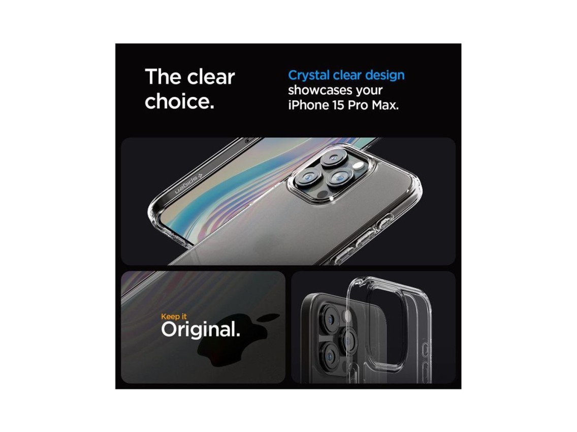 Capa Spigen Ultra Hybrid para iPhone 15 Pro Max - Transparente Fosca