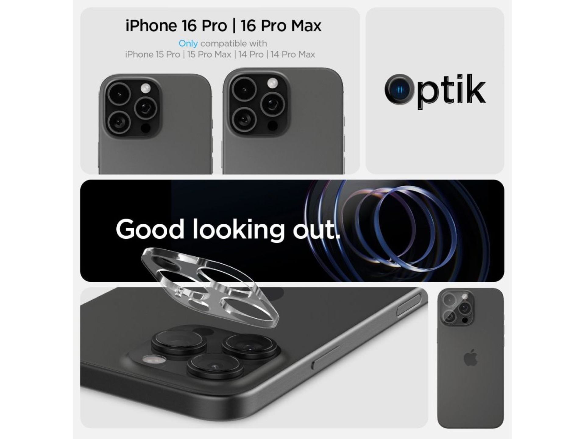 Spigen Optik.tR Camera Protector for iPhone 14 Pro / Pro Max / 15 Pro / Pro Max / 16 Pro / Pro Max -