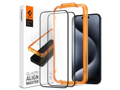 Spigen ALM Glass FC Tempered Glass for iPhone 15 Pro - Black 2 pcs.