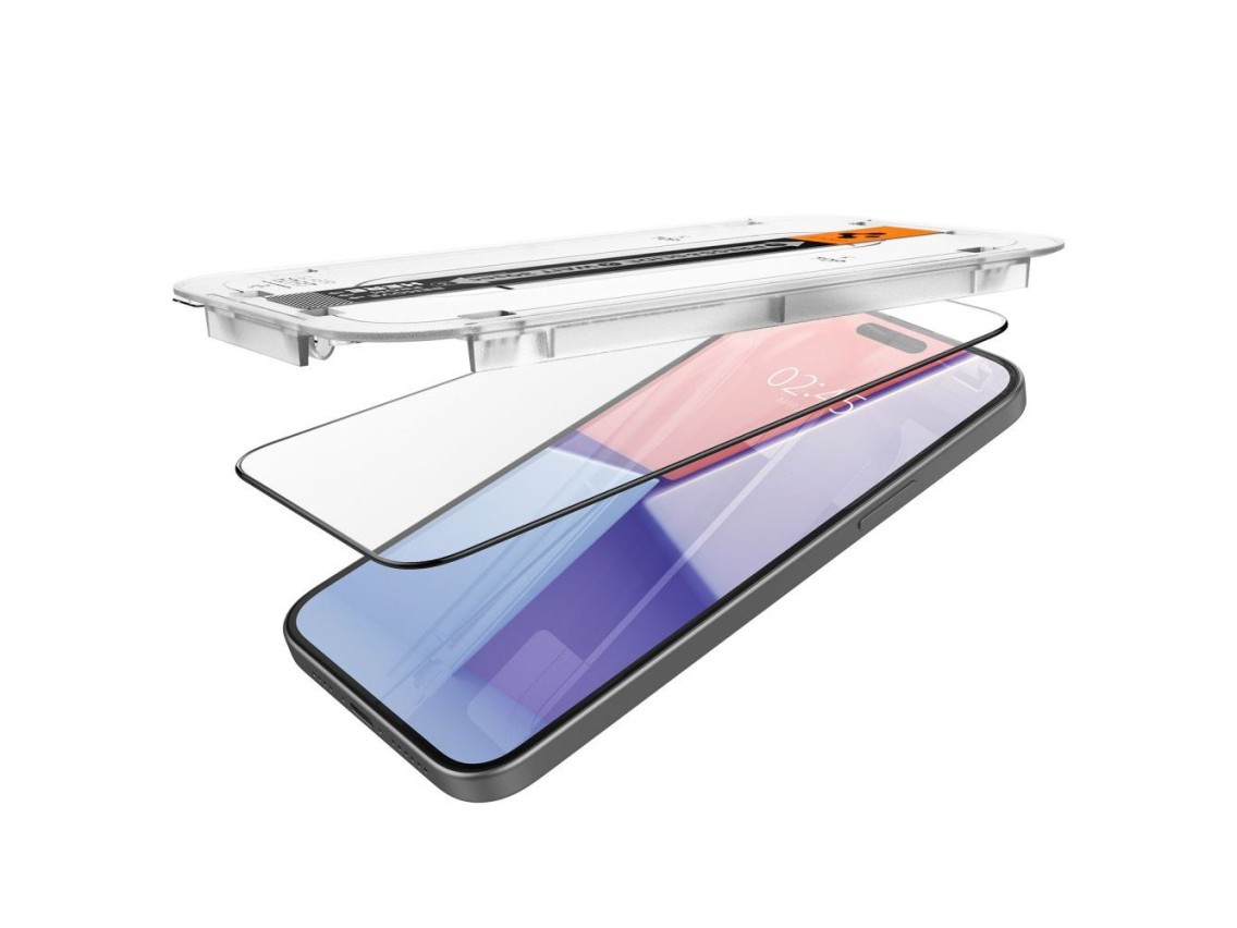 Protector de pantalla de vidrio templado Spigen Glas.tR EZ Fit FC para iPhone 15 Plus - Negro