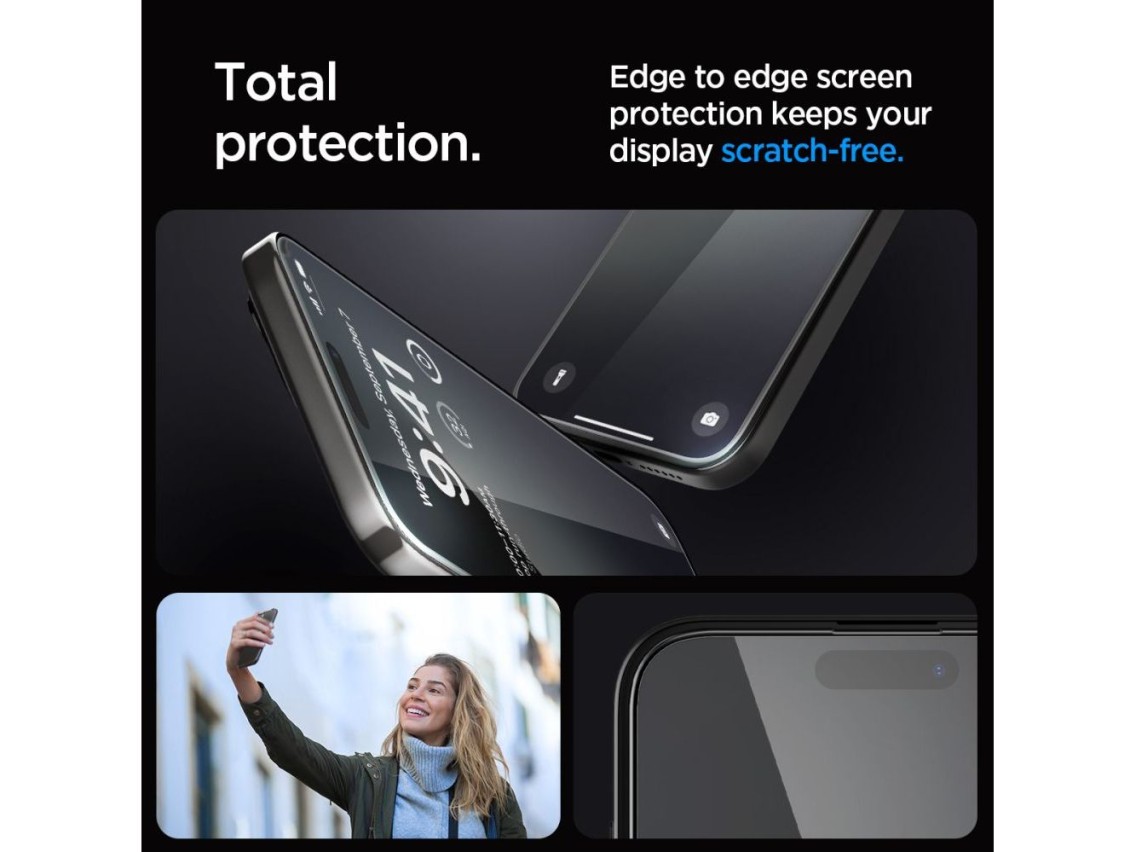 Spigen Glas.tR EZ Fit FC Tempered Glass for iPhone 15 Pro Max - Black