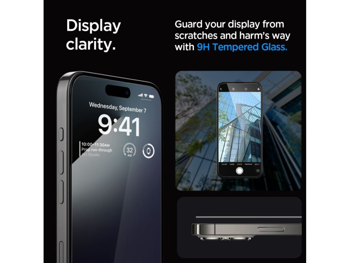 Spigen Glas.tR EZ Fit FC Tempered Glass for iPhone 15 Pro Max - Black