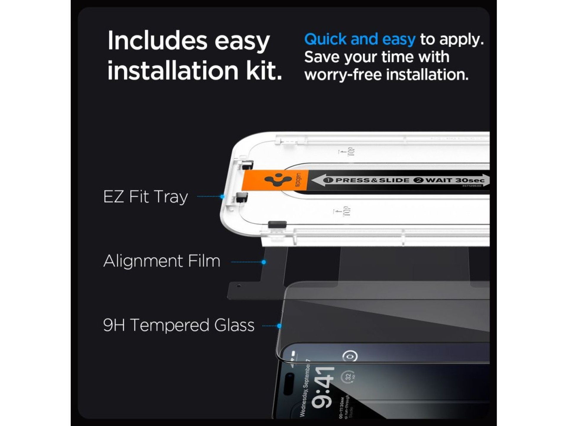 Spigen Glas.tR EZ Fit FC Tempered Glass for iPhone 15 Pro Max - Black 2 pcs.