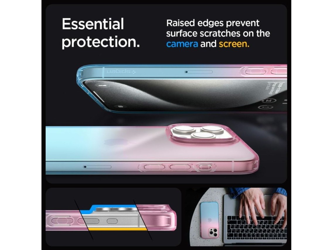 Capa Spigen Liquid Crystal para iPhone 15 Pro - Rosa/Azul