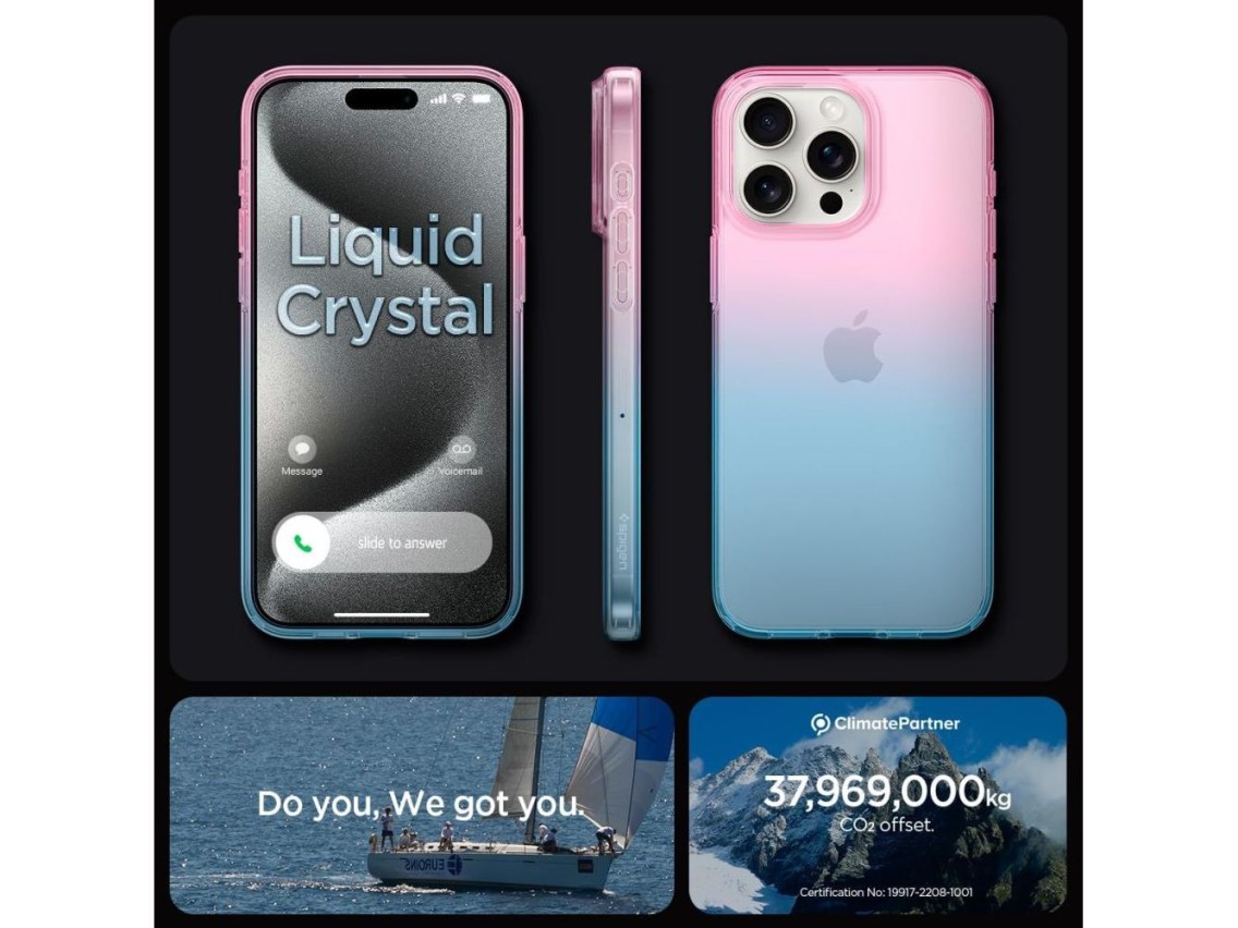 Capa Spigen Liquid Crystal para iPhone 15 Pro - Rosa/Azul