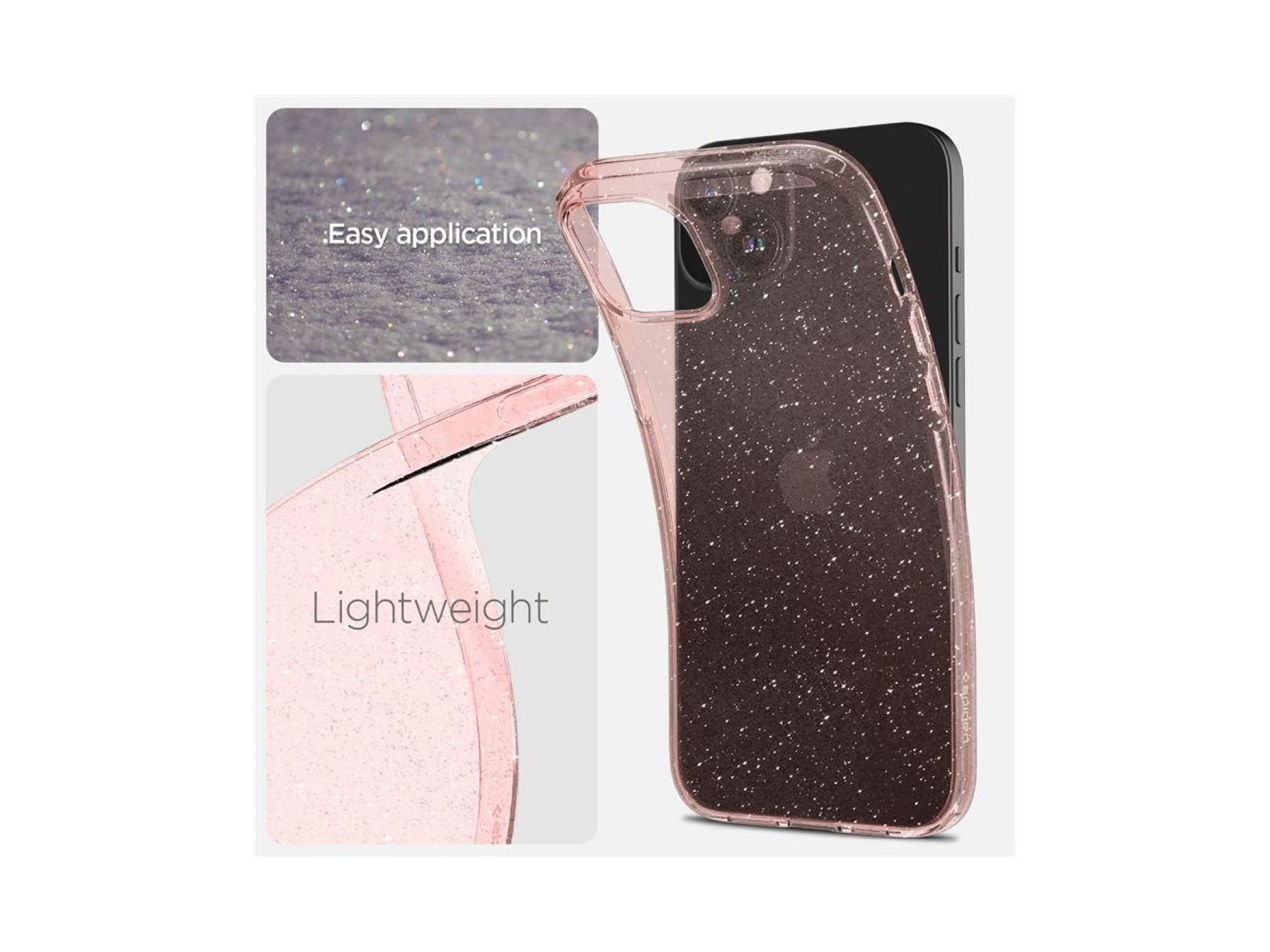 Funda Spigen Liquid Crystal Glitter para iPhone 15 Plus - Rosa/Transparente