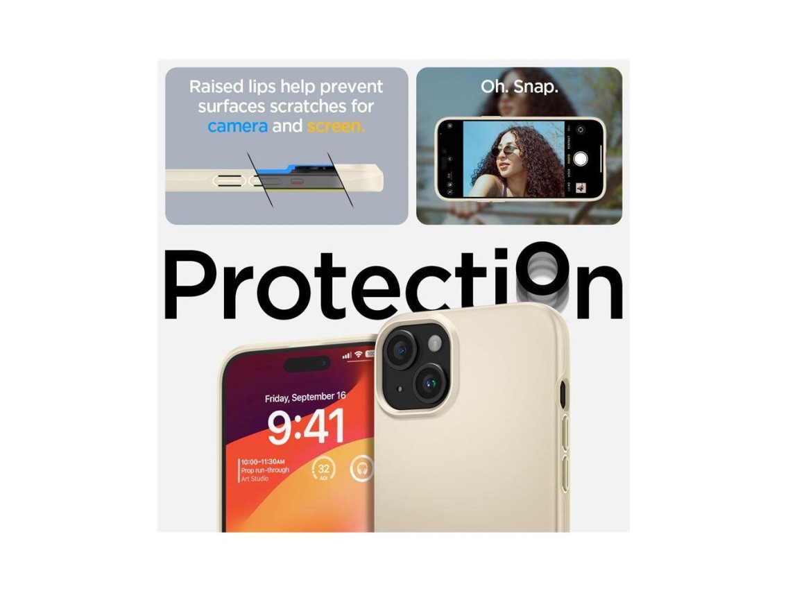 Capa Spigen Thin Fit para iPhone 15 Plus - Bege