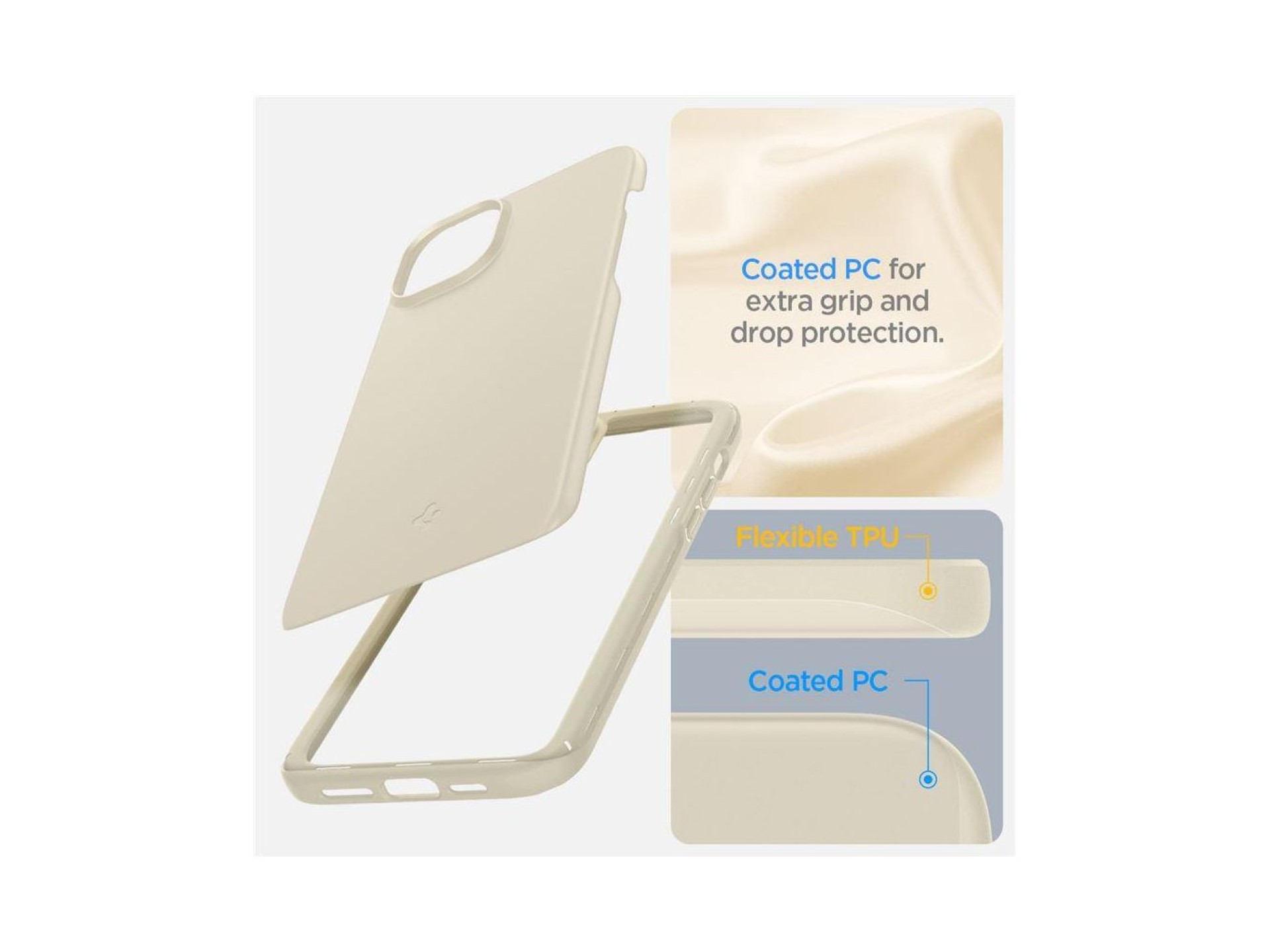Capa Spigen Thin Fit para iPhone 15 Plus - Bege