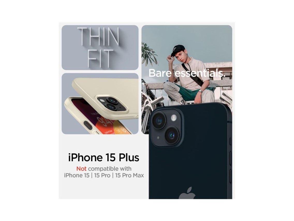 Capa Spigen Thin Fit para iPhone 15 Plus - Bege