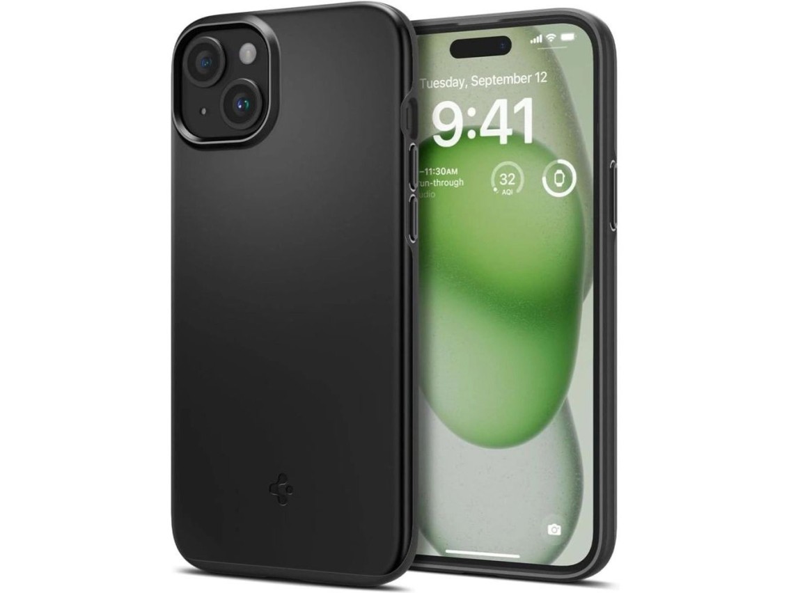Capa Spigen Thin Fit para iPhone 15 Plus - Preta