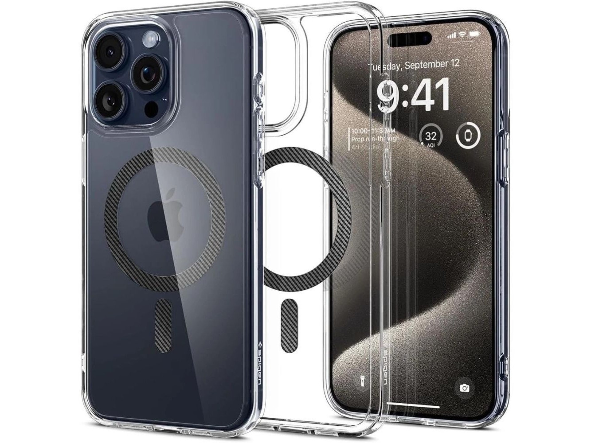 Funda Spigen Ultra Hybrid Mag Case con MagSafe para iPhone 15 Pro Max - Gris