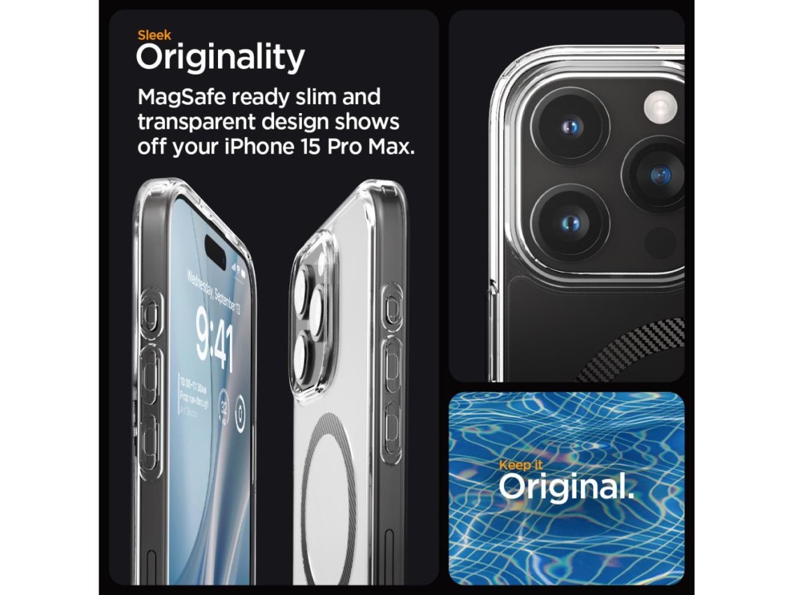 Funda Spigen Ultra Hybrid Mag Case con MagSafe para iPhone 15 Pro Max - Gris