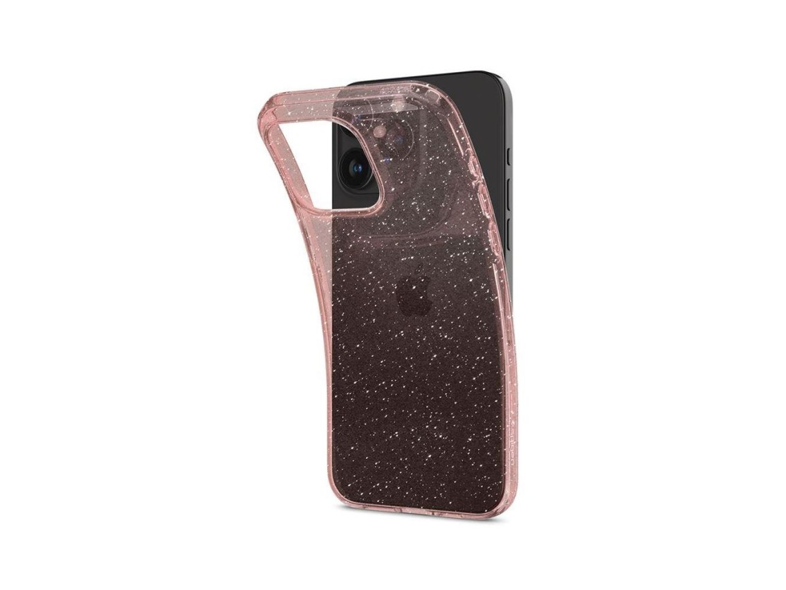 Capa Spigen Liquid Crystal Glitter para iPhone 15 Pro Max - Rosa/Transparente