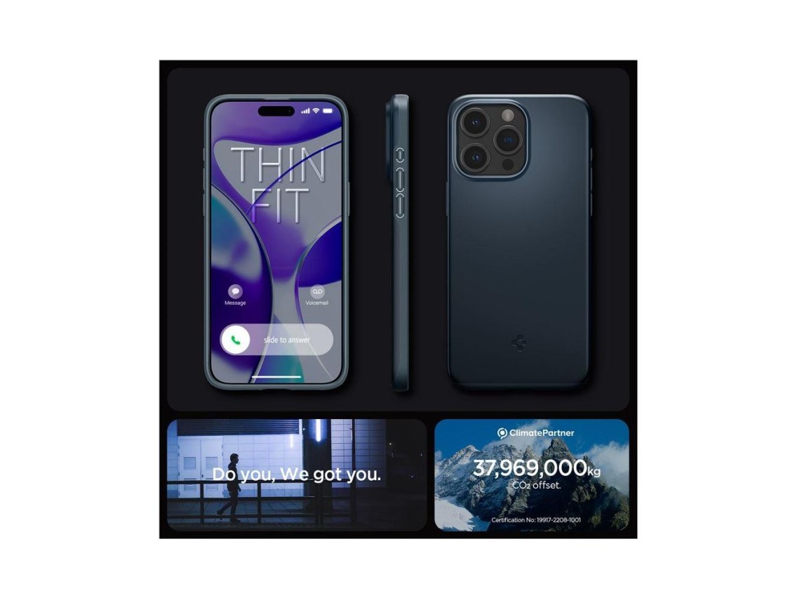 Funda Spigen Thin Fit para iPhone 15 Pro Max - Metal negro