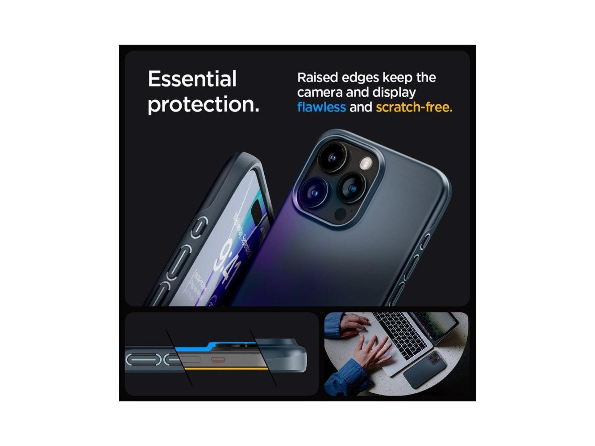 Funda Spigen Thin Fit para iPhone 15 Pro Max - Metal negro