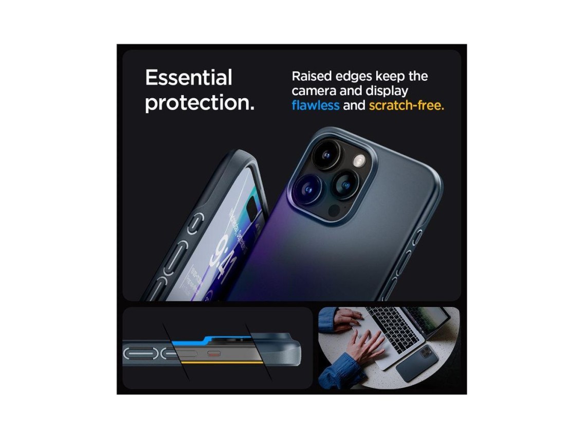 Funda Spigen Thin Fit para iPhone 15 Pro Max - Metal negro