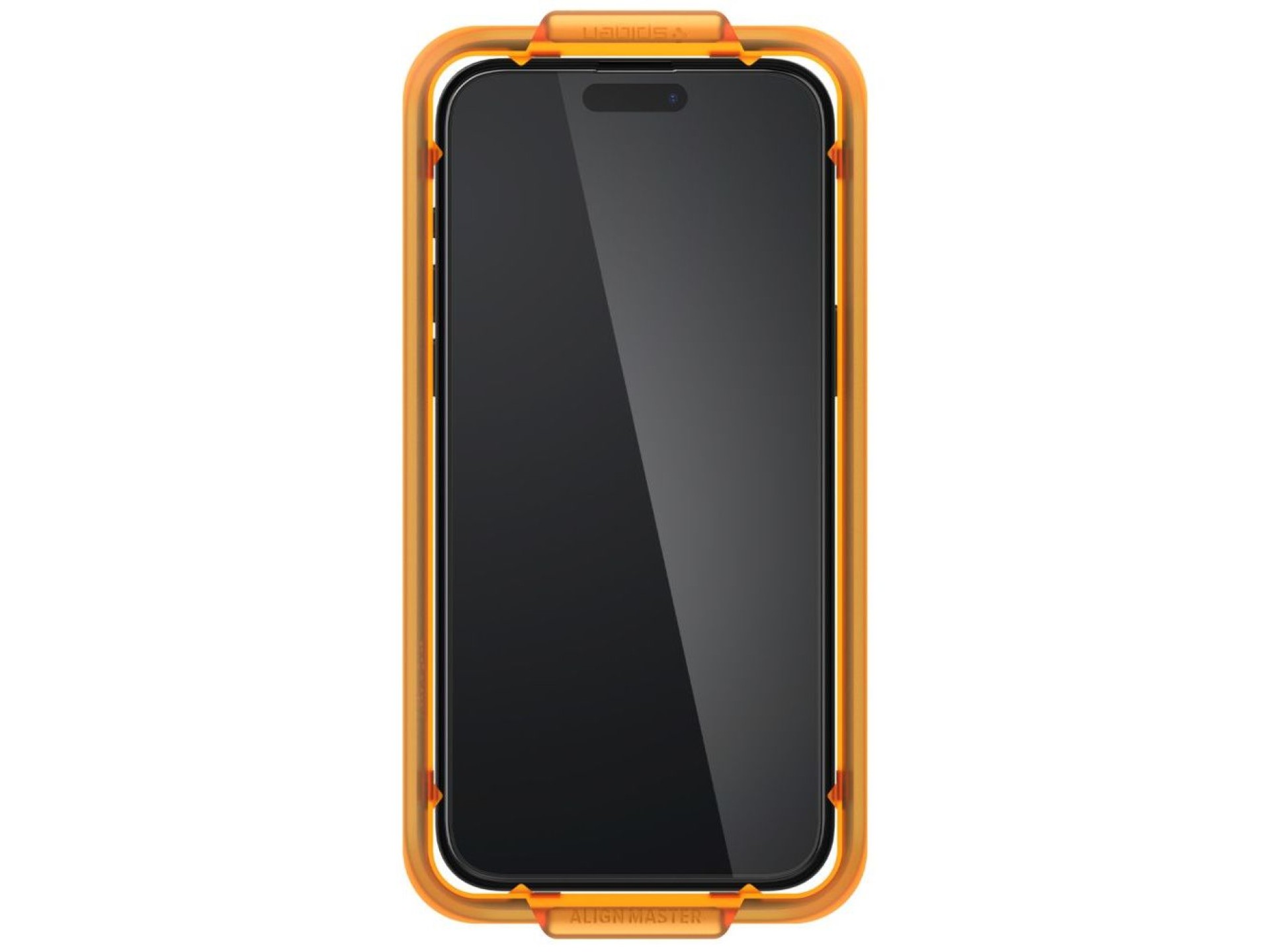 Película de vidro temperado Spigen ALM Glass FC para iPhone 15 - preta, pacote com 2 unidades.